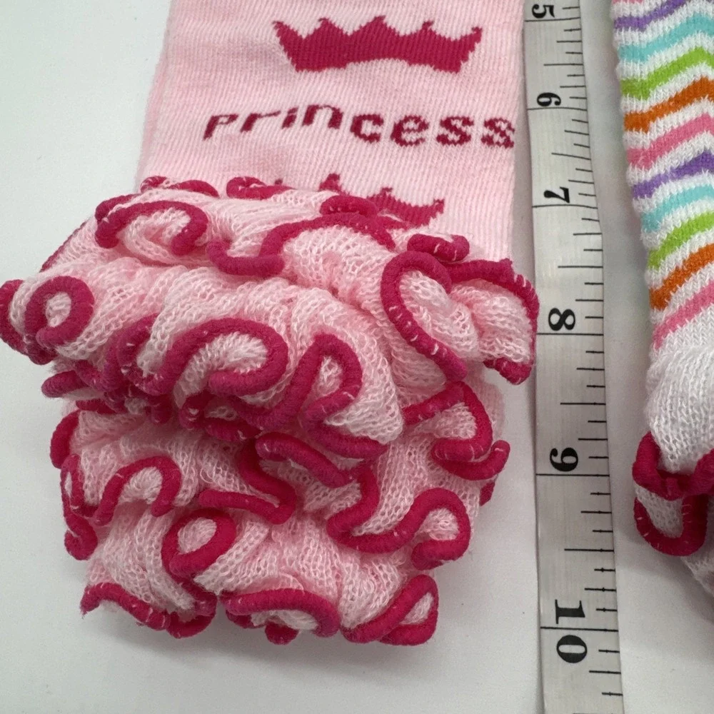 3 pr Girls Polka Dot, Stripes, Princess Ruffles‎ Leg Warmers 10